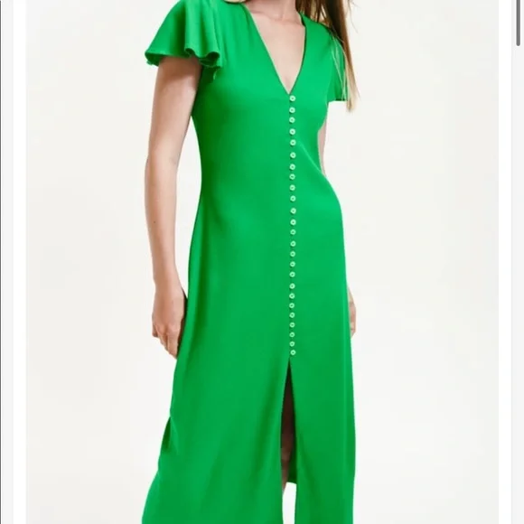 zara green ribbed dress Zara - Bandeau Knit Dress With Beads - Green - L